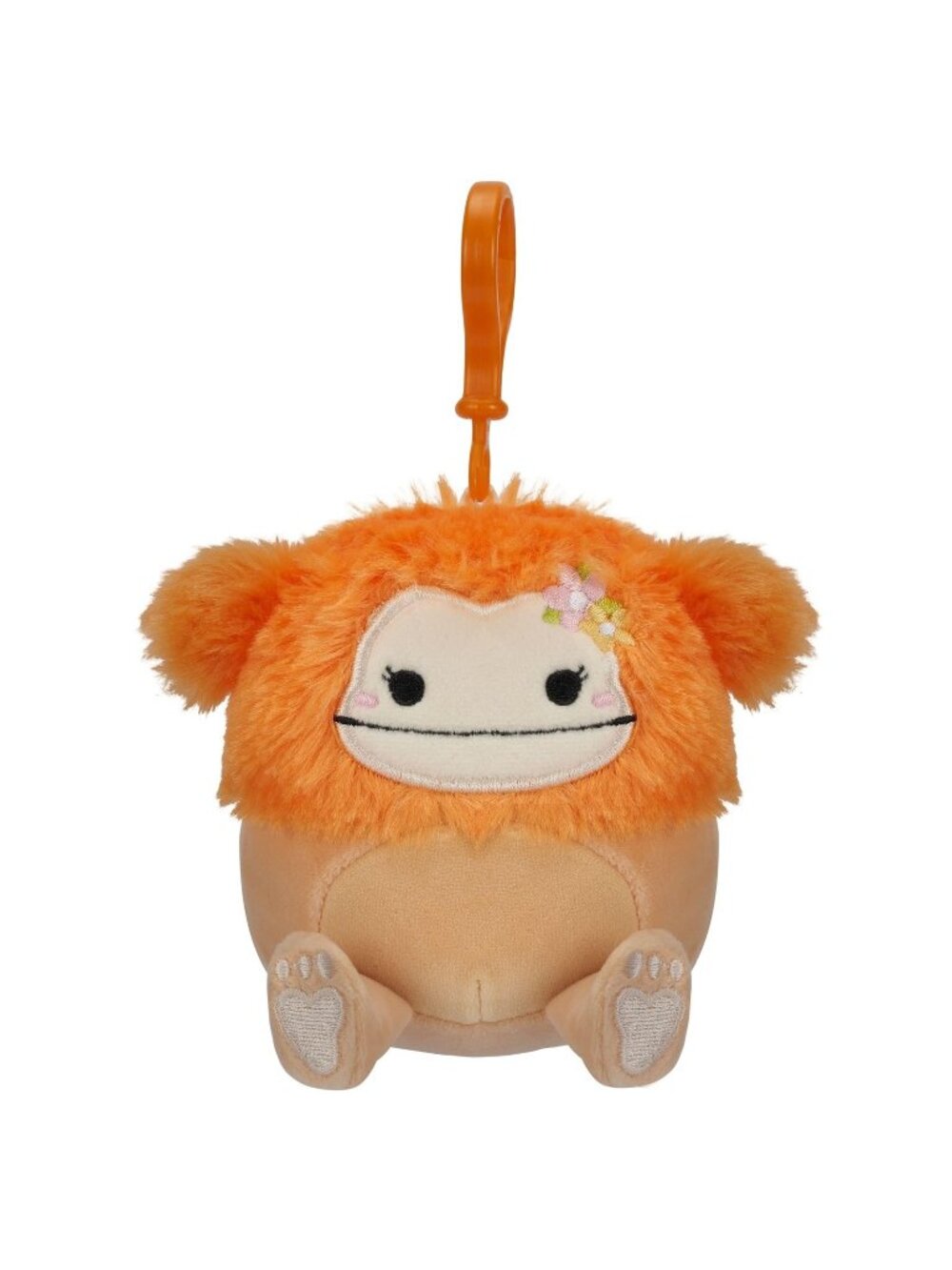 Squishmallows 3.5"" Clip-On Shasta The Bigfoot, Small, Orange